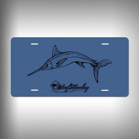 Swordfish Custom License Plate / Vanity Plate with Custom Text and Graphics Aluminum - SurfmonkeyGear
