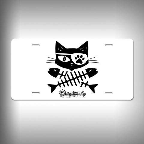 Cat Pirate Custom License Plate / Vanity Plate with Custom Text and Graphics Aluminum - SurfmonkeyGear
