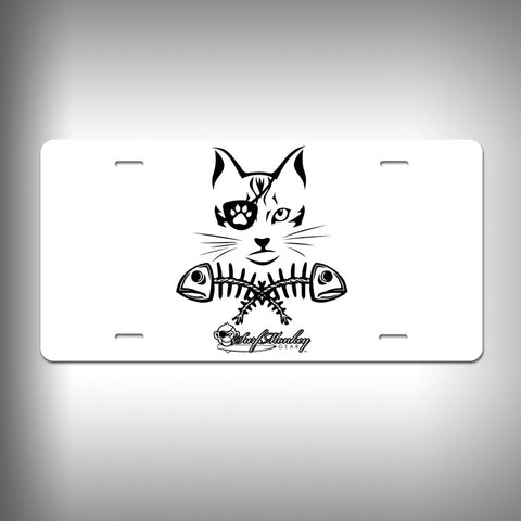 New Cat Pirate Custom License Plate / Vanity Plate with Custom Text and Graphics Aluminum - SurfmonkeyGear
