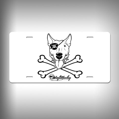 Bull Terrier Pirate Custom License Plate / Vanity Plate with Custom Text and Graphics Aluminum - SurfmonkeyGear
