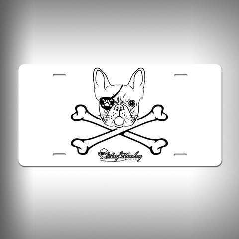 French Bulldog Pirate Custom License Plate / Vanity Plate with Custom Text and Graphics Aluminum - SurfmonkeyGear
