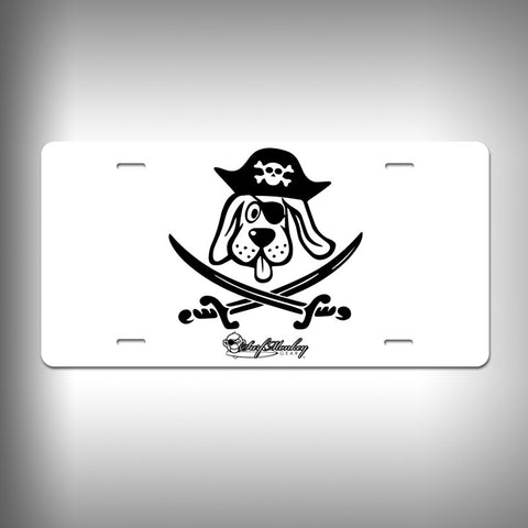 Hound dog Pirate Custom License Plate / Vanity Plate with Custom Text and Graphics Aluminum - SurfmonkeyGear
