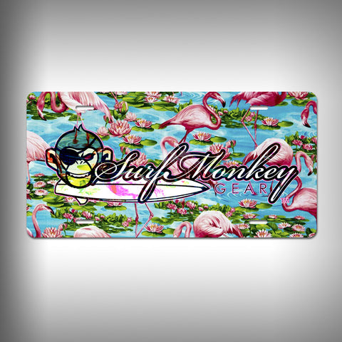 Flamingo Custom License Plate / Vanity Plate with Custom Text and Graphics Aluminum - SurfmonkeyGear
