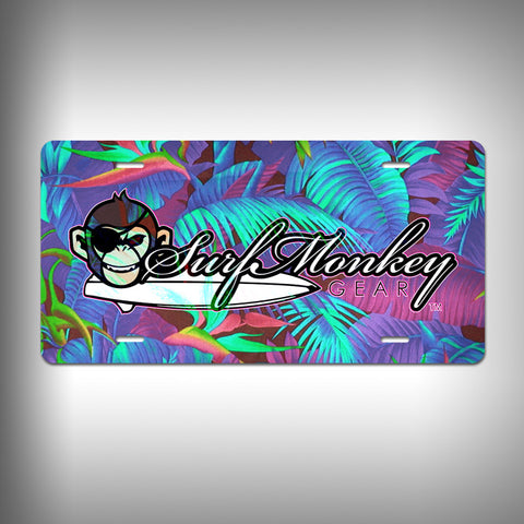 Hawaiian Print Custom License Plate / Vanity Plate with Custom Text and Graphics Aluminum - SurfmonkeyGear
