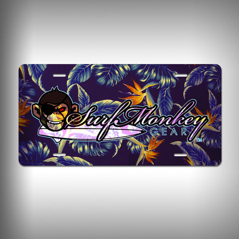 Hawaiian Purple Print Custom License Plate / Vanity Plate with Custom Text and Graphics Aluminum - SurfmonkeyGear
