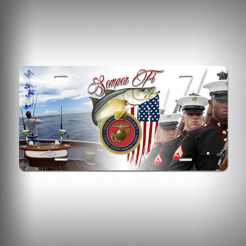 Marines Custom License Plate / Vanity Plate with Custom Text and Graphics Aluminum - SurfmonkeyGear
