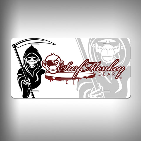 Reaper Monkey Custom License Plate / Vanity Plate with Custom Text and Graphics Aluminum - SurfmonkeyGear
