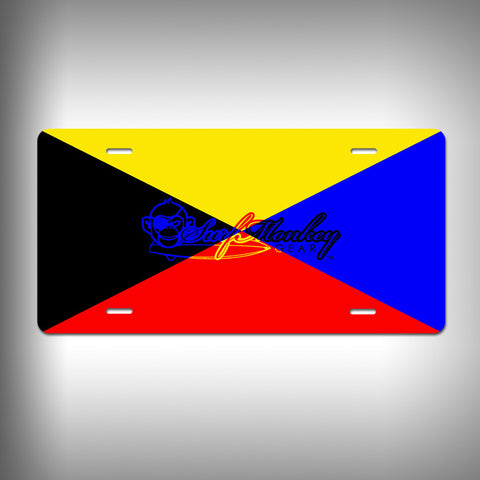 Nautical Zulu Custom License Plate / Vanity Plate with Custom Text and Graphics Aluminum - SurfmonkeyGear
