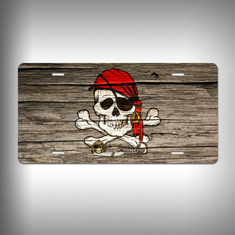 Skull Pirate Custom License Plate / Vanity Plate with Custom Text and Graphics Aluminum - SurfmonkeyGear
