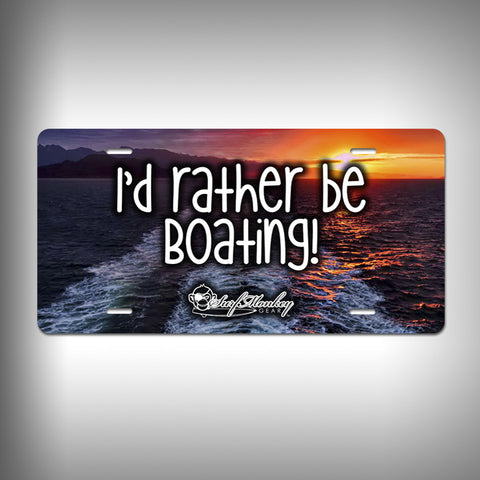 Rather be Boating Custom License Plate / Vanity Plate with Custom Text and Graphics Aluminum - SurfmonkeyGear
