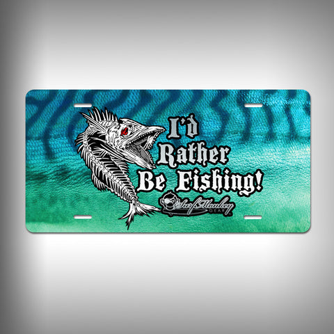 Rather Be Fishing Custom License Plate / Vanity Plate with Custom Text and Graphics Aluminum - SurfmonkeyGear
