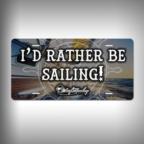 Rather be Sailing Custom License Plate / Vanity Plate with Custom Text and Graphics Aluminum - SurfmonkeyGear
