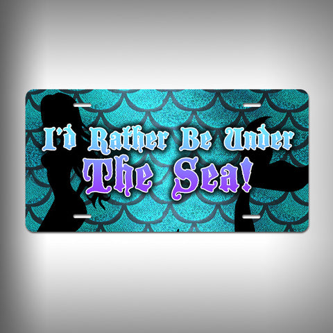 Rather be under the sea Custom License Plate / Vanity Plate with Custom Text and Graphics Aluminum - SurfmonkeyGear
