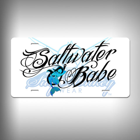 Saltwater Babe Custom License Plate / Vanity Plate with Custom Text and Graphics Aluminum - SurfmonkeyGear

