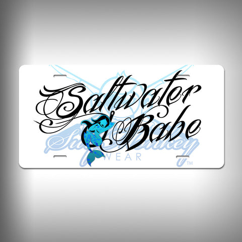 Saltwater Babe Custom License Plate / Vanity Plate with Custom Text and Graphics Aluminum - SurfmonkeyGear
