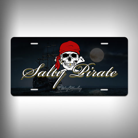 Salty Pirate Custom License Plate / Vanity Plate with Custom Text and Graphics Aluminum - SurfmonkeyGear
