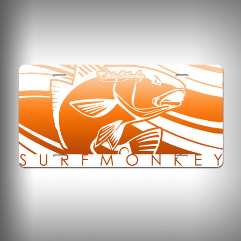Red Fish Custom License Plate / Vanity Plate with Custom Text and Graphics Aluminum - SurfmonkeyGear
