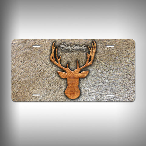 Buck Trophy License Plate / Vanity Plate with Custom Text and Graphics Aluminum - SurfmonkeyGear
