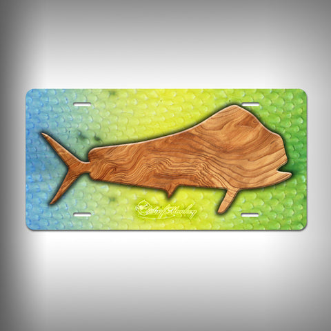 Mahi Trophy License Plate / Vanity Plate with Custom Text and Graphics Aluminum - SurfmonkeyGear
