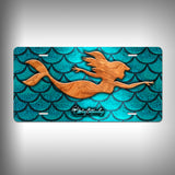 Mermaid Trophy License Plate / Vanity Plate with Custom Text and Graphics Aluminum