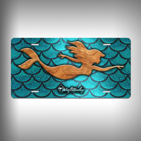 Mermaid Trophy License Plate / Vanity Plate with Custom Text and Graphics Aluminum - SurfmonkeyGear
