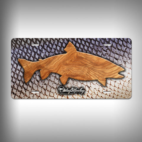 Salmon Trophy License Plate / Vanity Plate with Custom Text and Graphics Aluminum - SurfmonkeyGear
