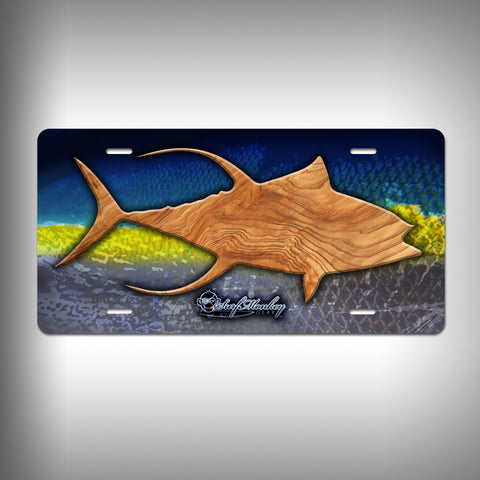 Tuna Trophy License Plate / Vanity Plate with Custom Text and Graphics Aluminum - SurfmonkeyGear
