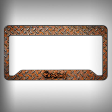 Rust Diamond Plate Custom Licence Plate Frame Holder Personalized Car Accessories - SurfmonkeyGear
