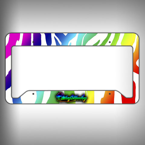 Rainbow Zebra Custom Licence Plate Frame Holder Personalized Car Accessories - SurfmonkeyGear
