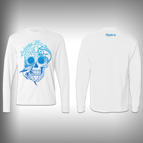 Blue - Sugar Skull Mahi - Performance Shirt - Fishing Shirt - SurfmonkeyGear
 - 1