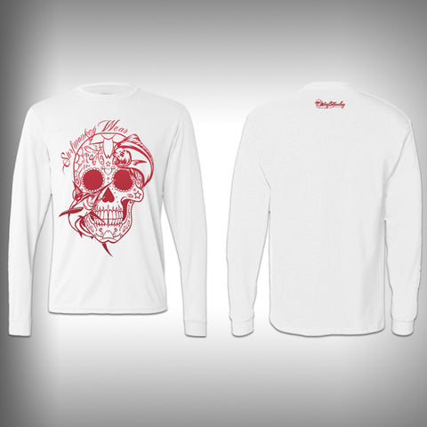 Red - Sugar Skull Mahi - Performance Shirt - Fishing Shirt - SurfmonkeyGear
 - 1