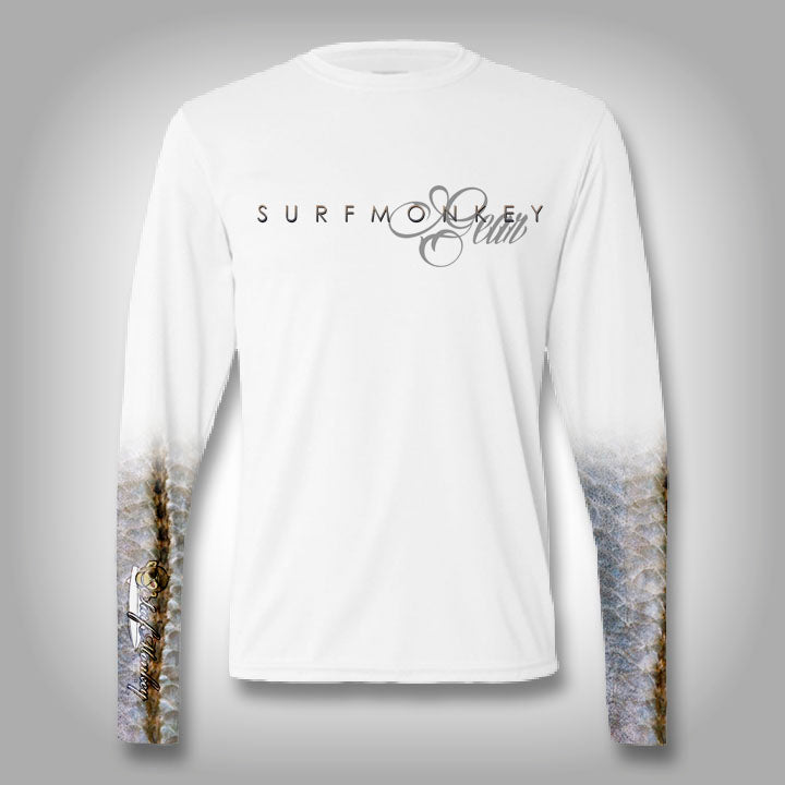 Snook Scale Sleeve Shirt - SurfMonkey - Performance Shirts - Fishing Shirt Medium / White