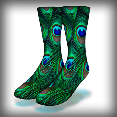 Peacock Crew Socks Novelty Streetwear