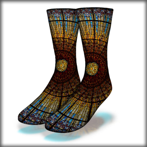 Stainglass Crew Socks Novelty Streetwear