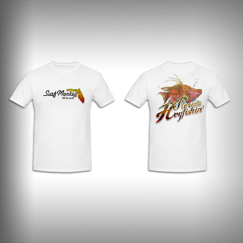 Unisex Short Sleeve Tshirt Custom Full Color Graphics - Hog Fishing - SurfmonkeyGear
