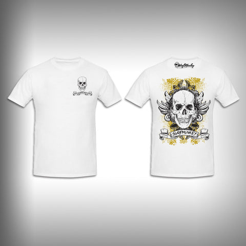 Unisex Short Sleeve Tshirt Custom Full Color Graphics - Grunge Skull - SurfmonkeyGear
