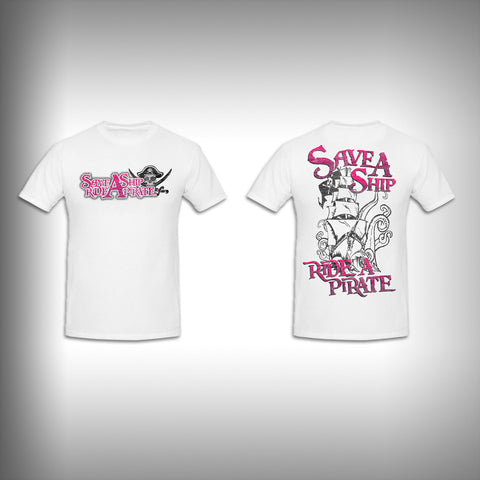 Unisex Short Sleeve Tshirt Custom Full Color Graphics - Save a Ship Ride a Pirate - SurfmonkeyGear
