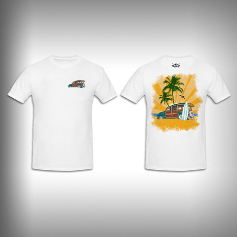 Unisex Short Sleeve Tshirt Custom Full Color Graphics - Woody Sunset - SurfmonkeyGear
